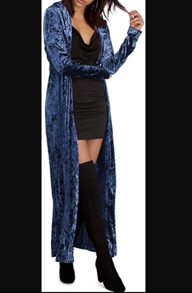 Long Soft Crushed Velvet Duster - Picture 4 of 6